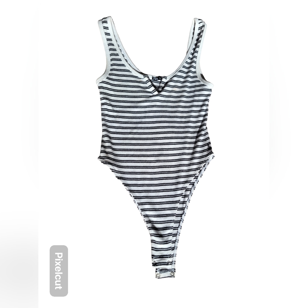 Zara Striped Black and White Bodysuit